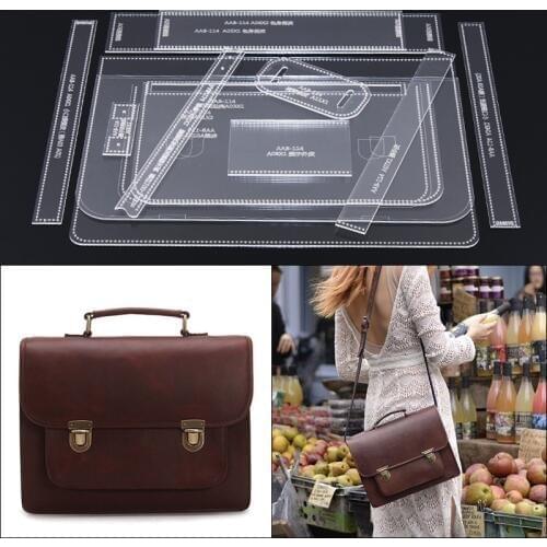1Set Leather Craft Acrylic Shoulder Bag Handbag Pattern Templates Stencils 38*27*9cm