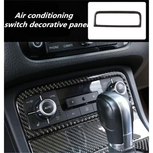 1pc Car stickers Epoxy Carbon Fiber Air conditioning switch decorative panel for 2011-2018 Volkswagen VW Touareg