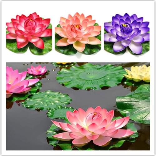 1pcs Simulation Lotus Floating Flowers Water Lily Pond Decoration Tank Plant Artificial Lotus Flowers Floating Flowers Decor
