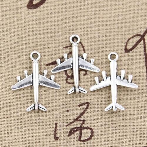 15pcs Charms Airplane Plane 27x21mm Antique Bronze Silver Color Pendants Making DIY Handmade Tibetan Bronze Silver Color Jewelry