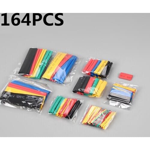 164pcs/box Heat Shrink Tube Kit Shrinking Assorted Polyolefin Insulation Sleeving Heat Shrink Tubing Wire Cable 8 Sizes 2:1 s