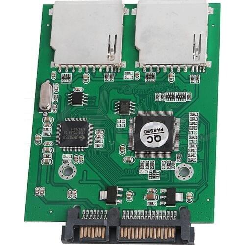 2 Port Dual SD SDHC MMC RAID to SATA Converter Adapter For Any Capacity SD Card Drop Shipping Support