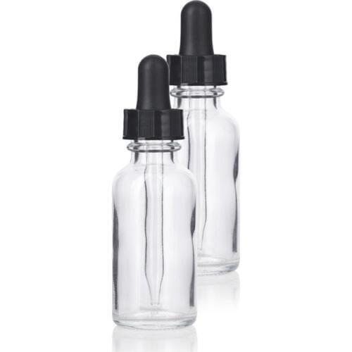2Pcs/lot Clear 30ML Glass Bottle 1 Oz Bottle With Child proof Cap and Glass Droppers Free Shipping