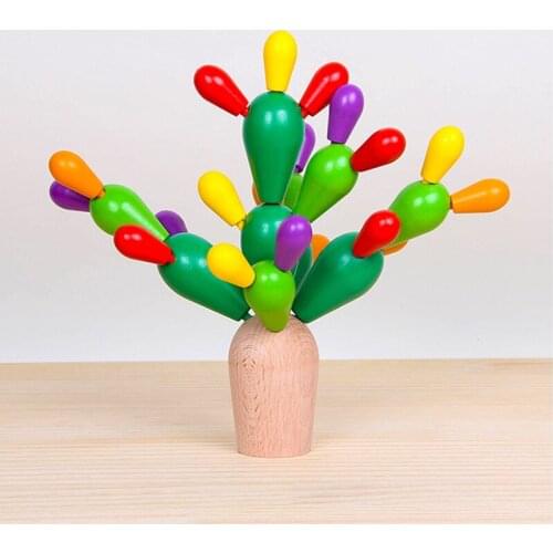 Wooden Cactus Building Toy Set 28PCS Removable Building Blocks Toys for Kids Baby Developmental Intelligence Educational Toy
