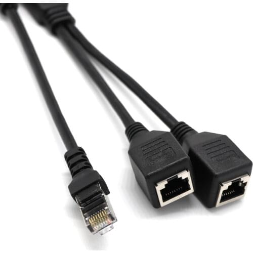 Convert RJ45 Male to 2 Female Adapter Ethernet LAN Network Connector Extension Splitter Cable For PC TV Internet High Quality
