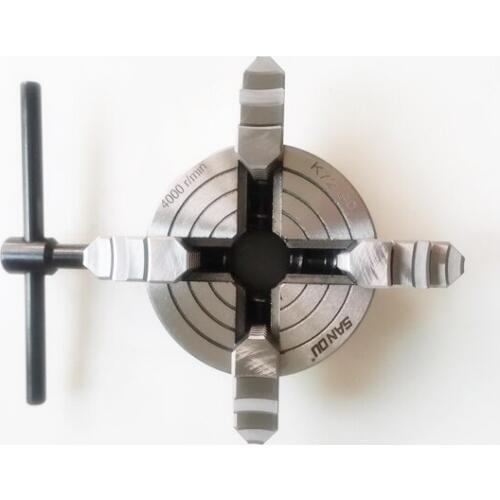 K72- 80 4 Jaw Lathe Chuck 80mm Independent 1pcs Safety Chuck Key 3pcs Mounting Bolt