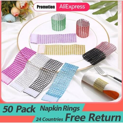 100pcs European style napkin buckle Western food buckle Hotel napkin rings wedding holiday catering buckle hollow net diamond