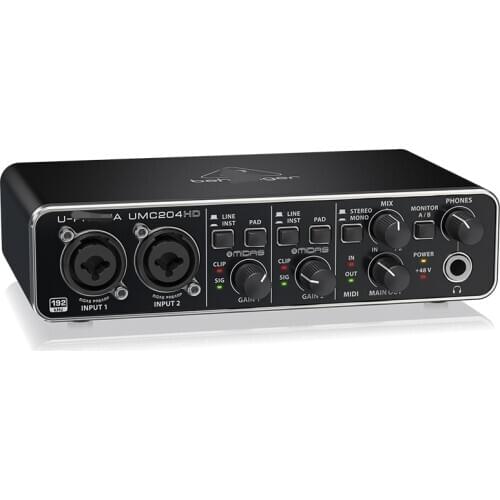 Audiophile UMC204HD Mic Preamplifier Professional Studio Sing Music Live Recording Guitar band USB Audio Interface Sound card
