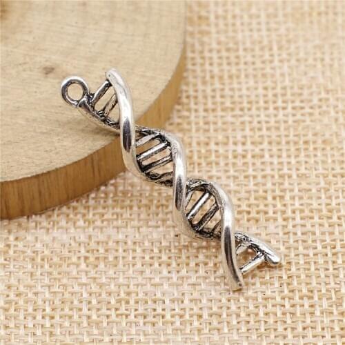 Free shipping 23pcs 9x41mm antique silver DNA charms diy retro jewelry fit Earring keychain hair card pendant accessories