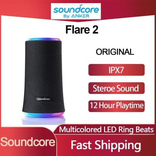 Anker Soundcore Flare 2 Portable Bluetooth Speaker A3165 20W Wireless Stereo Sound Bar IPX7 Waterproof EQ Adjustment Subwoofer
