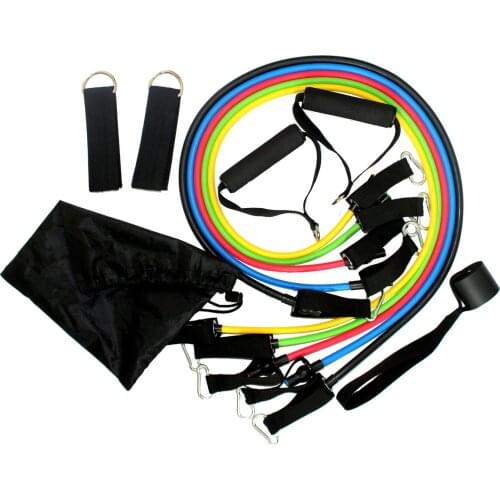 11PCS Unisex Crossfit Resistance Bands Tube Set Stretch Training Rubber Expander Tubes Pilates Fitness Gum Elastic Pull Rope