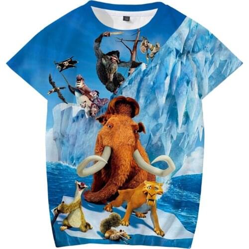 3d Cartoon Ice Age Digital Printing Childrens Tshirt New Summer Boys T-shirt Girls Tops Childrens Movie 3d Funny Boys Clothing