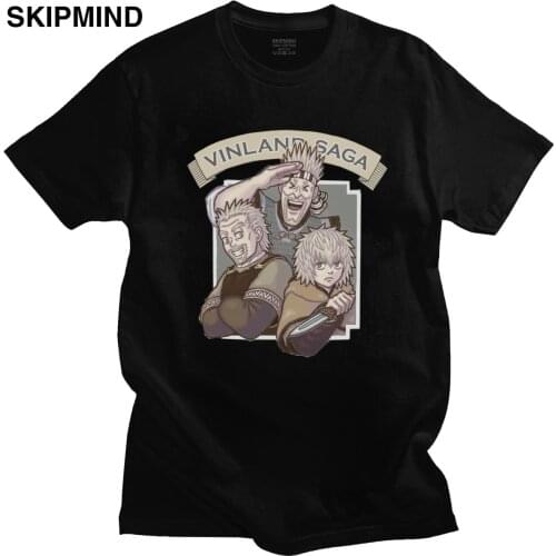 Vinland Saga T Shirt for Men Cotton Short Sleeve Askeladd T-shirt Anime Manga Thorfinn Otaku Tee Graphic Tshirt Fans Clothing