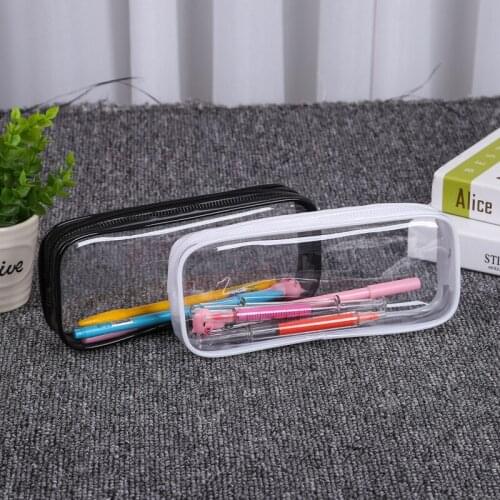 Simple Style Transparent PVC Pencil Case Pen Bag Cute Stationery Storage Bag Clear PencilCase School Stationery Supply