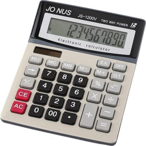 Calculator, 12-Digit Solar Battery Office Desk Calculator with Large LCD Display, Dual Power Desktop Calculators