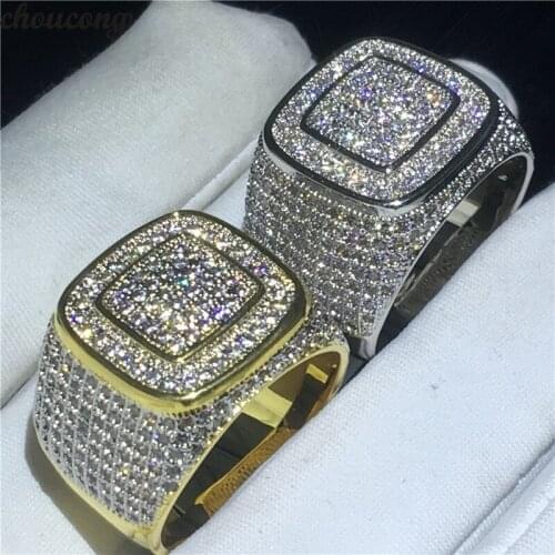 Choucong Male Hiphop Ring 925 Sterling Silver Pave setting 274pcs AAAAA Zircon cz Party Wedding Band Rings For Men Rock Jewelry
