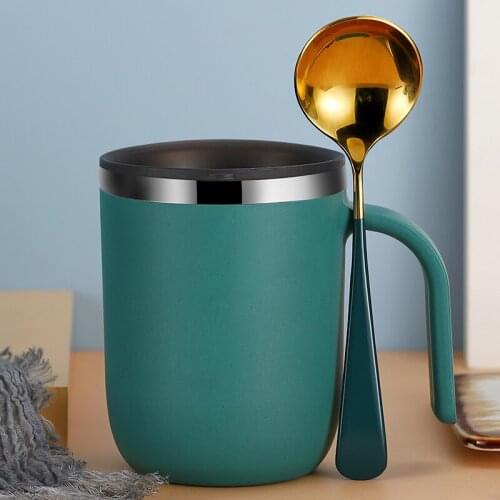 304 Stainless Steel Mug Cup with Cover Spoon Creative Personality Cup Cute Breakfast Cup Couple Drinking Cups Coffee Cup
