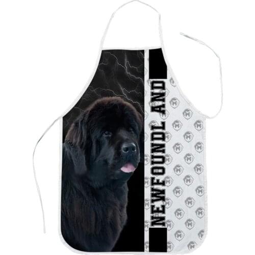 CLOOCL Newfoundland Dogs Kitchen Apron Animals Printed Polyester Aprons Men Women Home Cleaning Tools Baking Aprons