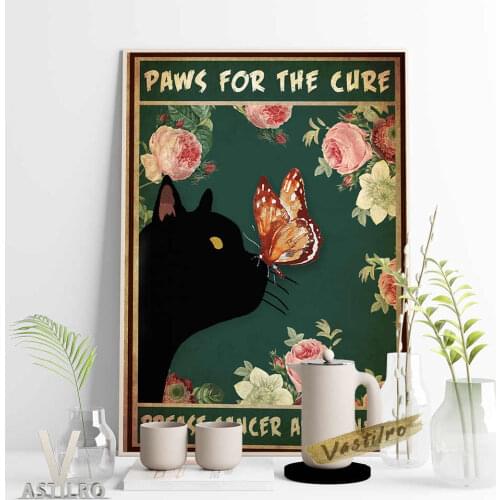 Cute Animals Vintage Poster Lovely Black Cat Pattern Art Prints Insect Butterfly Illustration Wall Picture Bedroom Home Decor