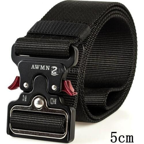 100Pcs/Lot 4.8CM Width Men Belt Nylon Tactical Army Belt For Trousers Metal Buckle Canvas Belts Training Military Waist Belt