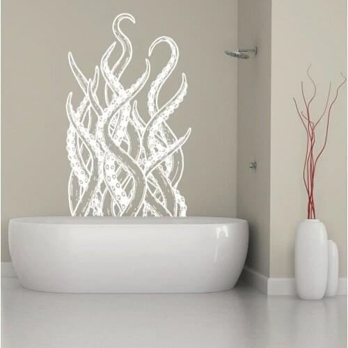 Nordic Kraken Tentacle Octopus Wall Sticker Crusu Monster Seaside Holiday House Door Glass Bathroom Decoration Vinyl Decal 28