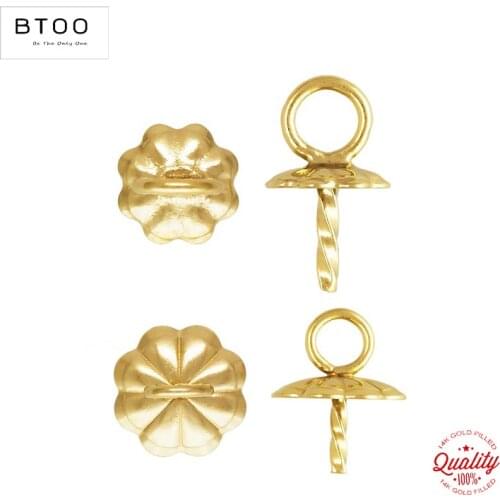 Real 14K Gold Filled Flower Cup Twist Peg Drops 4MM/6MM Gold Bead Cap Gold Filled Jewelry Findings DIY Accessories