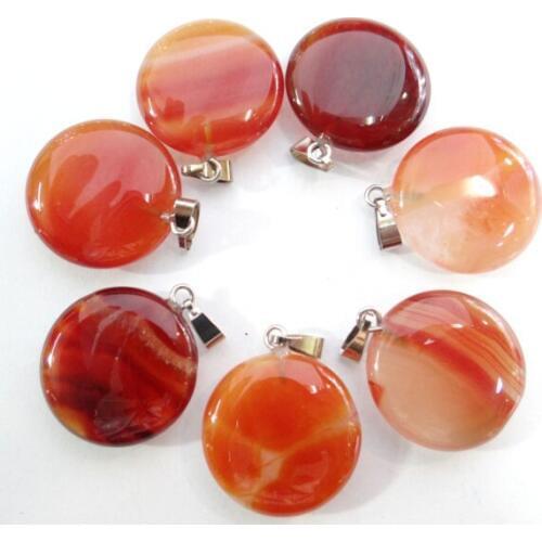 Natural stone Quartz Crystal Turquoises aventurine Round cake pendant for diy jewelry making necklace Accessories30pcs A11