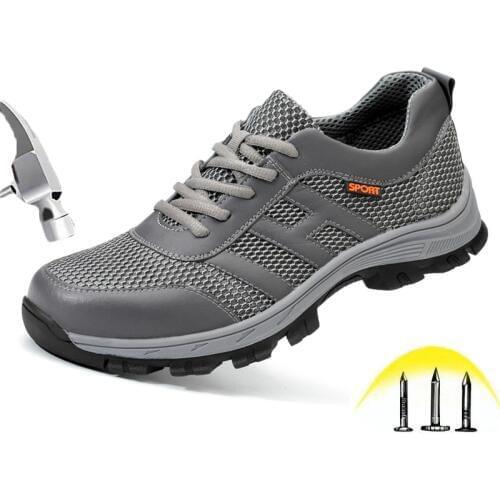 New Fashion Mens Safety Shoes with Steel Toe Cap Puncture Proof Non-slip Breathable Comfortable Casual Construction Work Shoes