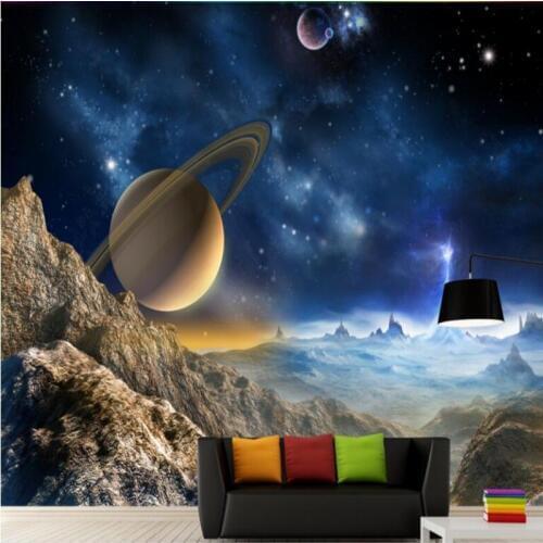 Beibehang Large custom wallpaper 3d mural topic space on the Milky Way of stars universe TV setting wall wallpaper sitting room