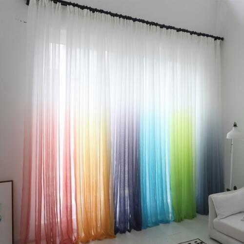 Single Panels Tulle Curtains For Living Room Window Treatments Modern Style Gradient Color Voile Sheer Curtains (6 Color)