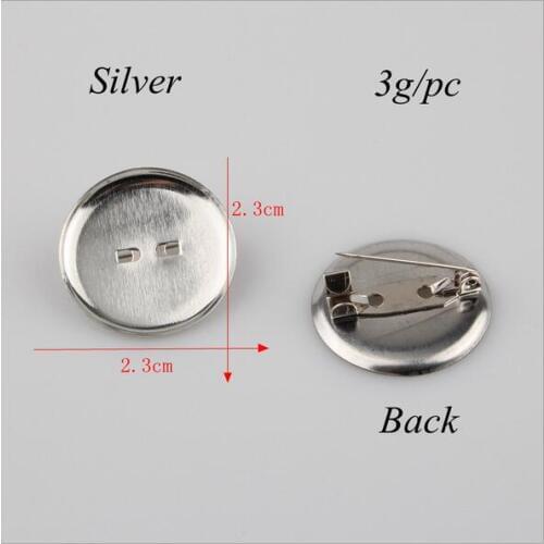 Wholesale 50PCS Imitation Rhodium Plated Iron Disc Shaped Brooch Base with Safety Pins Diy Corsage Findings Accessories