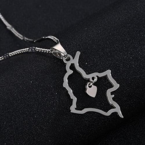 Stainless Steel Heart Colombia Map Pendant Necklace Trendy Map of Colombian Chain Jewelry