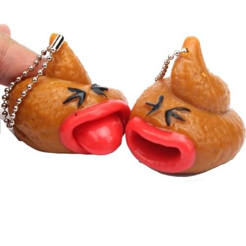 Funny Poop Keychain Squishy Toy Pop Out Tongues Novelty Fun Tricky Prank Squeeze Antistress Fidget Toy for Adults Children