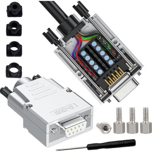 Industrial grade DB9 serial male and female RS232 / 485, 9-pin COM port metal connector, computer peripherals, suitable for PDA