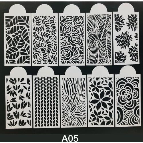 10pc Slimline Stencils Painting Templates for Scrapbook Cake Tile Furniture Wall Floor Decor Craft Draw Tracing Stencils