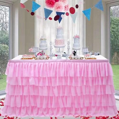 Wedding Party Tutu Tulle Table Skirt Tableware Cloth Baby Shower Table Skirting Birthday Decor Party Round Table Skirt Cover