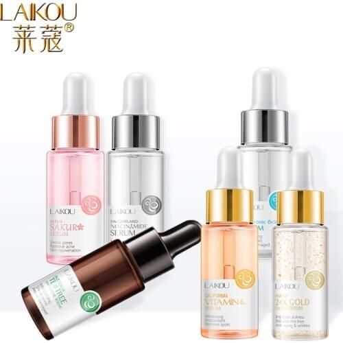 LAIKOU Hot Face Serum Sakura Essence Anti-Aging Hyaluronic Acid 24K Gold Moisturizing Whitening Vitamin C Skin Care Face Serum