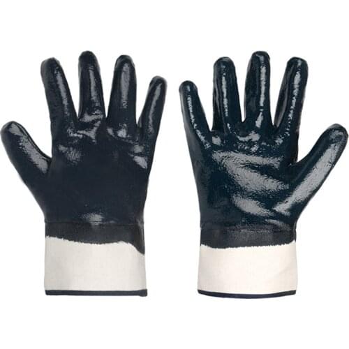 1 Pair Safety Work Gloves, Gardening Gloves, Nitrile Palm Coated, Dipping Gloves with Canvas Cuffs, Slip Resistant All Purpose
