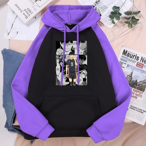 Haikyuu Kageyama Tobio Womens Raglan Hoodies Japanese Style Harajuku Streetwear Kawaii Cartoon Girls Tops Clothes 2021 Spring