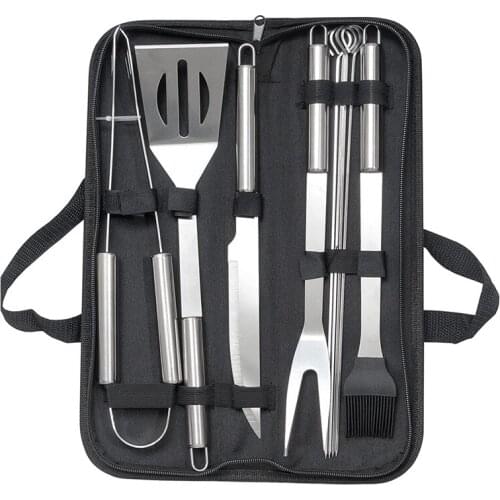 10 Pcs Stainless Steel Barbecue Accessories with Storage Bags BBQ Barbecue for Friends Family