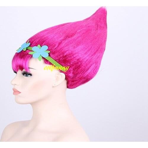100pcs/lot Fast shipping Kids Children Cosplay Wig Trolls Wig for Trolls Poppy Wig Party Supplies