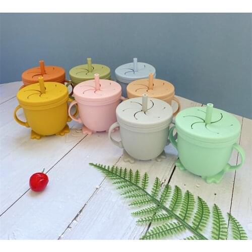 2in1 Snack Cup and Anti-spill Cup, Snack Cup Silicone Toddler Anti-Overflow Straw Cup for Toddlers & Kids With Baby Trainer Cup