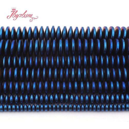 2x3,3x8,3x12mm Rondelle Sliced Blue Hematite Beads Natural Stone Beads For Necklace Bracelet Jewelry Making 15" Free Shipping