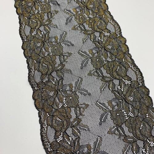 3y/lot 3 Colors Width 23cm Violet Black Golden Elastic Lace trim Skirt Hem Underwear Sewing Craft DIY Apparel Fabrics Lace BJD