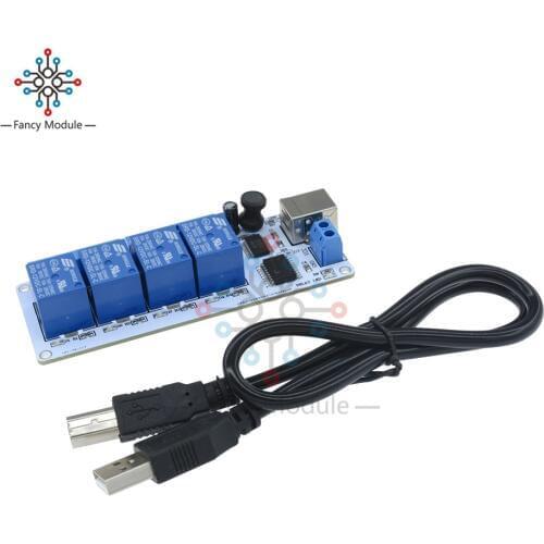 4 Channel USB 5V 12V Relay Automation Module Board Computer Control For Arduino PIC DSP AVR With USB cable
