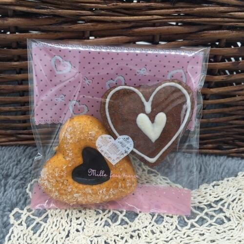 50PCS/LOT Sweet Pink Lace Cookies Candy Snack Biscuit Package Bag Self-adhesive Food Handmade Baking Packaging Bags 10X10CM