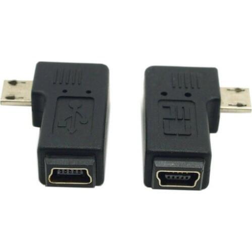 90 Degree Left & Right Angled Mini USB 5pin Female to Micro USB Male Data Sync Power Adapter Connector