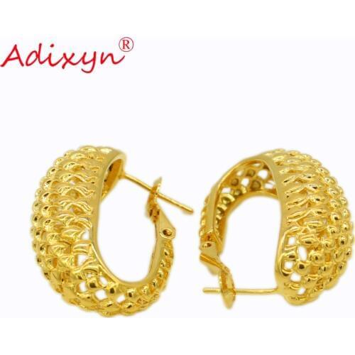 Adixyn African Hoop Earrings for Women Gold Color & Brass Earring Arab/Ethiopian Gifts N12121