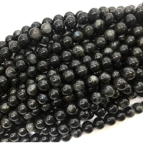Arfvedsonite Round Beads For Necklace Bracelets Earrings Ring Jewelry Making
