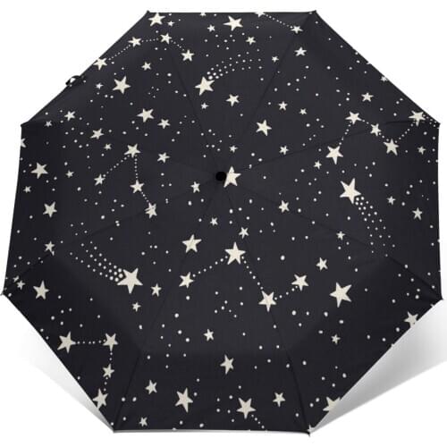 Automatic Umbrella Night Space Sky With Stars three-fold umbrella women men rain umbrella
